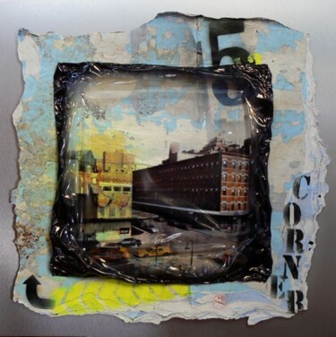 Collages titled "NY Corner" by Cathie Berthon, Original Artwork, Photo Montage Mounted on Aluminium