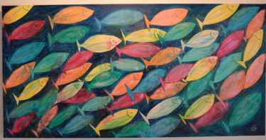 Peinture intitulée "Rêve de poissons 1" par Cathie Galet, Œuvre d'art originale, Acrylique