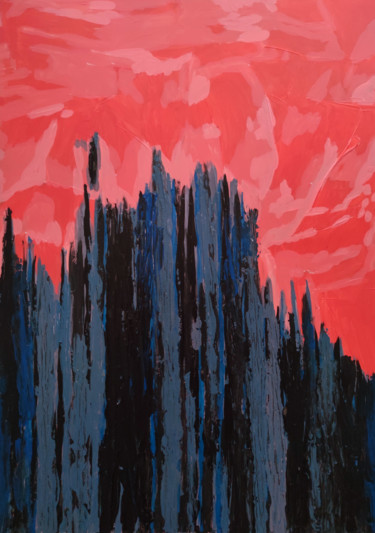 Pittura intitolato "Orange Sky" da Lulu Cinn, Opera d'arte originale, Acrilico
