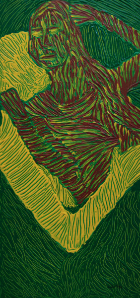 Картина под названием "Rainforest Jasper" - Lulu Cinn, Подлинное произведение искусства, Акрил