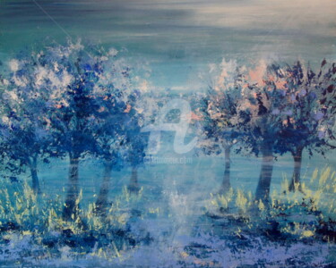 Peinture intitulée "brouillard-de-print…" par Catherine Etraves Le-Heran, Œuvre d'art originale, Acrylique