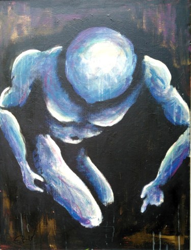 Painting titled ""Homme (en plongée)"" by Catherine Renault, Original Artwork, Acrylic