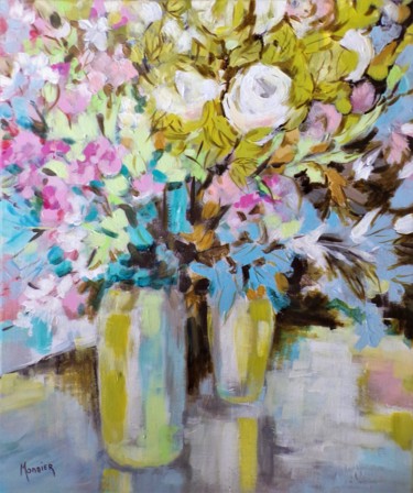 Pintura titulada "abstract flowers" por Cathy Monnier, Obra de arte original, Acrílico