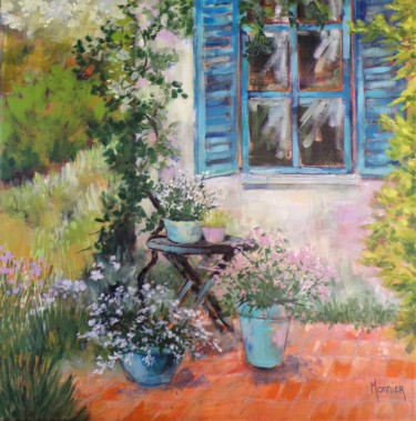 Schilderij getiteld "Au Jardin" door Cathy Monnier, Origineel Kunstwerk, Acryl