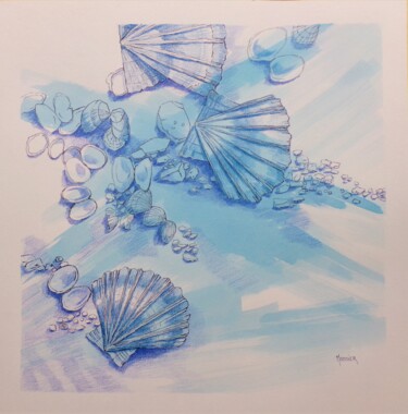 Rysunek zatytułowany „Ce que la mer a lai…” autorstwa Cathy Monnier, Oryginalna praca, Ołówek