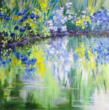 Painting titled "Reflets au jardin d…" by Cathy Monnier, Original Artwork, Acrylic Mounted on artwork_cat.