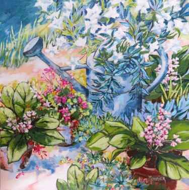 Картина под названием "Au jardin d'Annie…" - Cathy Monnier, Подлинное произведение искусства, Акрил Установлен на Деревянная…