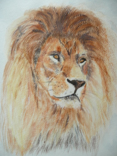 Painting titled "LION" by Cathou-Bazec, Original Artwork, Acrylic