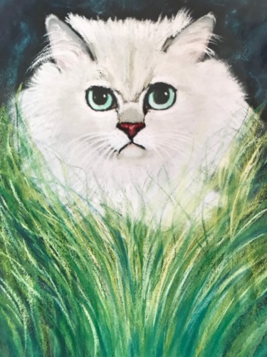 Painting titled "CHAT" by Cathou-Bazec, Original Artwork, Acrylic