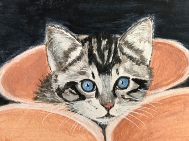 Painting titled "CHATON" by Cathou-Bazec, Original Artwork, Acrylic