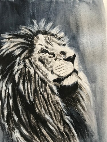 Painting titled "TETE DE LION" by Cathou-Bazec, Original Artwork, Acrylic