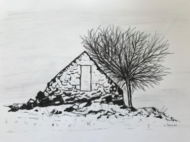 Dessin intitulée "BURON" par Cathou-Bazec, Œuvre d'art originale, Encre