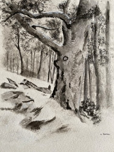 Drawing titled "GROS CHENE" by Cathou-Bazec, Original Artwork, Ink