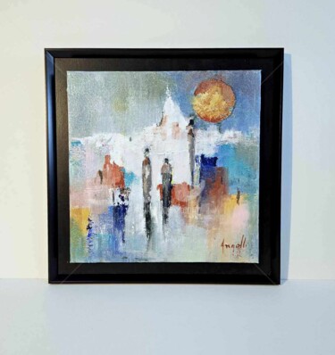Painting titled "Lueur du jour" by Cathy Angelli, Original Artwork, Acrylic Mounted on Wood Stretcher frame