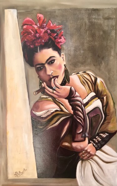 Pintura titulada "FRIDA" por Cathy Belleville, Obra de arte original, Oleo Montado en Bastidor de camilla de madera