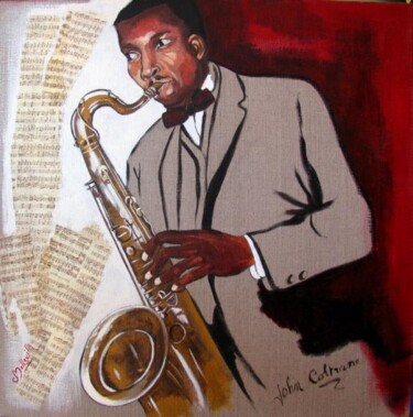 Painting titled "COLTRANE" by Cathy Belleville, Original Artwork, Oil