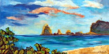 Painting titled "POINTE DES CHATEAUX" by Cathy Belleville, Original Artwork, Oil