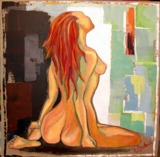 Painting titled "NU DE FEMME" by Cathy Belleville, Original Artwork, Oil