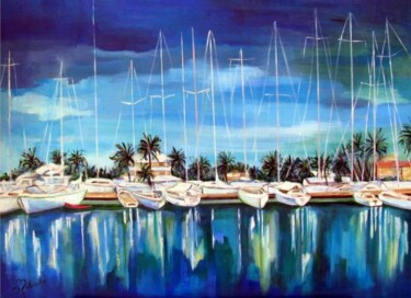 Painting titled "MARINA" by Cathy Belleville, Original Artwork, Oil