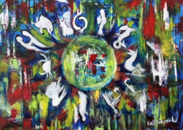Painting titled "astrologie" by Cathy Dapvril (CDL), Original Artwork, Acrylic