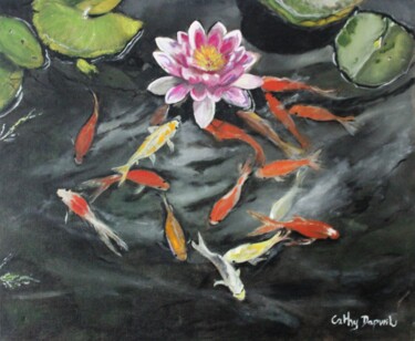 Pittura intitolato "le bassin" da Cathy Dapvril (CDL), Opera d'arte originale, Olio