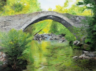 Painting titled "le pont" by Cathy Dapvril (CDL), Original Artwork, Oil