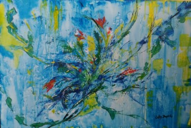 Painting titled "Bouquet abstrait" by Cathy Dapvril (CDL), Original Artwork, Acrylic