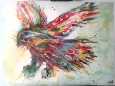 Peinture intitulée "L'oiseau imaginaire" par Cathy Dapvril (CDL), Œuvre d'art originale, Acrylique