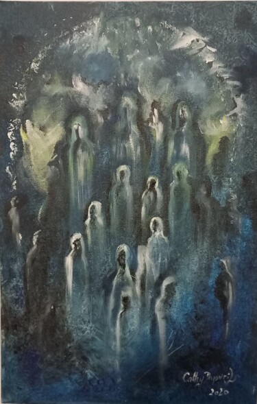 Painting titled "Le passage sombre" by Cathy Dapvril (CDL), Original Artwork, Acrylic Mounted on Cardboard