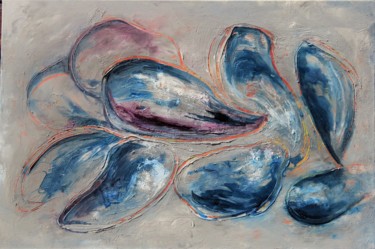Painting titled "Moules" by Catherine Delclaux, Original Artwork, Acrylic