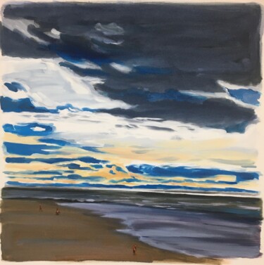 Malarstwo zatytułowany „plage d'hiver 1” autorstwa Cathy Doutreligne, Oryginalna praca, Akryl Zamontowany na Drewniana rama…