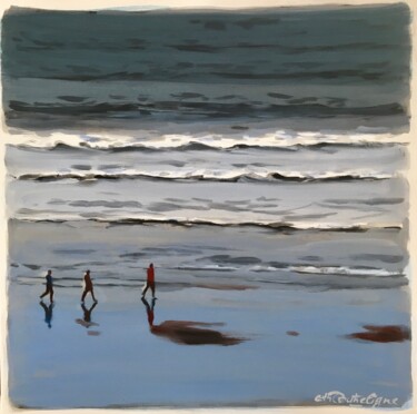 Painting titled "Grand Bleu" by Cathy Doutreligne, Original Artwork, Acrylic Mounted on Wood Stretcher frame