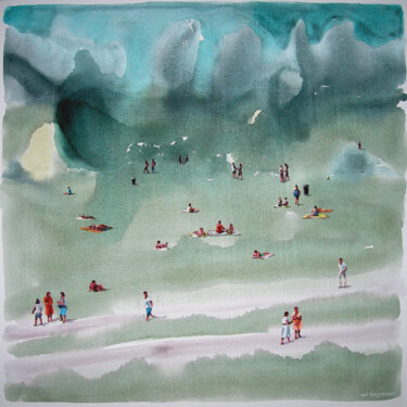 Картина под названием "Marée verte" - Cathy Doutreligne, Подлинное произведение искусства, Акрил Установлен на Деревянная ра…