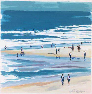 Painting titled "Le grand littoral" by Cathy Doutreligne, Original Artwork, Acrylic Mounted on Wood Stretcher frame