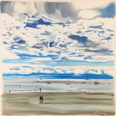 Peinture intitulée "Plage d'hiver" par Cathy Doutreligne, Œuvre d'art originale, Acrylique Monté sur Châssis en bois