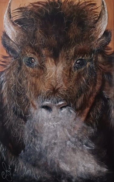Painting titled "ALFRED" by Cathy Fix, Original Artwork, Acrylic Mounted on Wood Stretcher frame