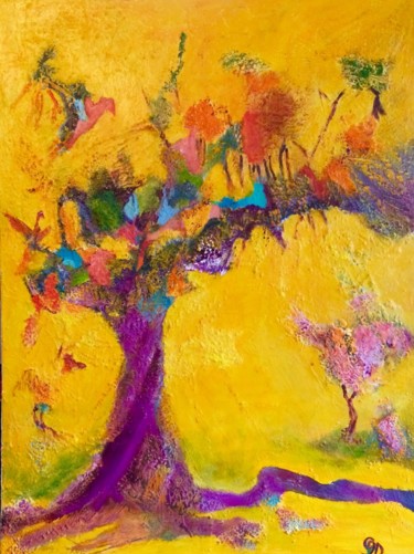 Painting titled "L'arbre magique" by Cathy Guerrier-D., Original Artwork, Acrylic