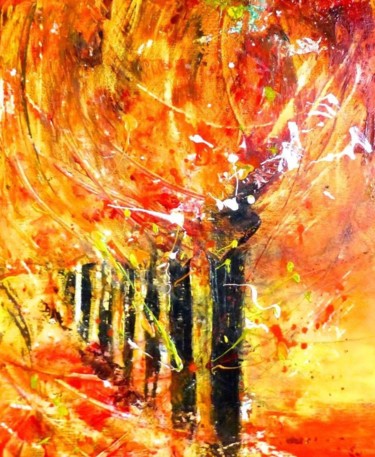 Painting titled "Tempête d'automne" by Cathy Guerrier-D., Original Artwork, Acrylic