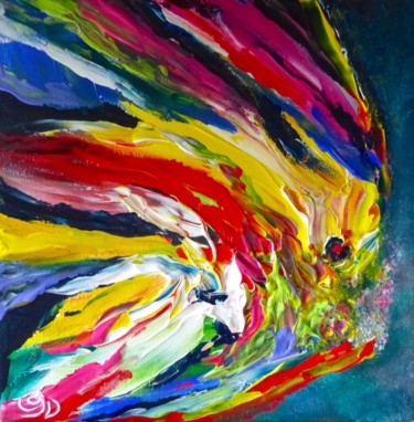 Malerei mit dem Titel "Mon poisson rouge" von Cathy Guerrier-D., Original-Kunstwerk, Acryl