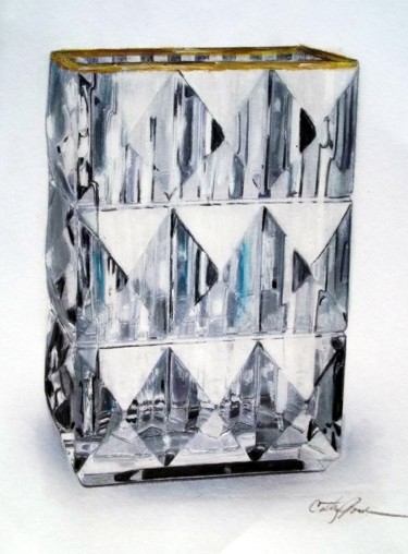 Painting titled "Crystal Vase 2" by Cathy Jourdan, Original Artwork, Oil