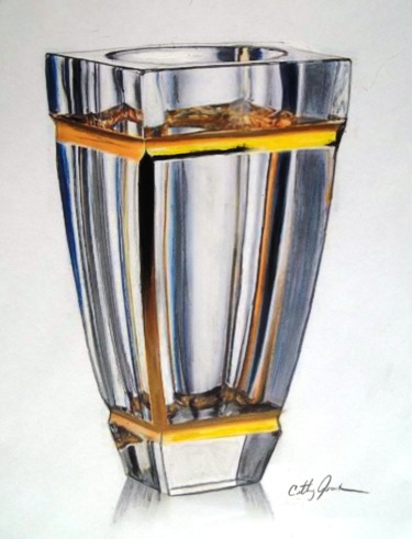 Painting titled "Crystal Vase 1" by Cathy Jourdan, Original Artwork, Oil