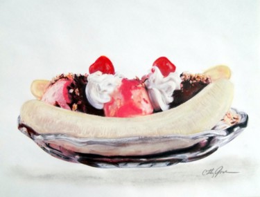 Painting titled "Banana Split" by Cathy Jourdan, Original Artwork, Oil