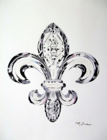 Painting titled "Crystal Fleur De Lis" by Cathy Jourdan, Original Artwork