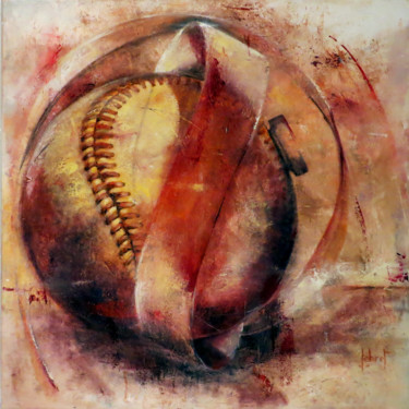 Painting titled "Balle de match" by Cathy Lebret, Original Artwork, Oil