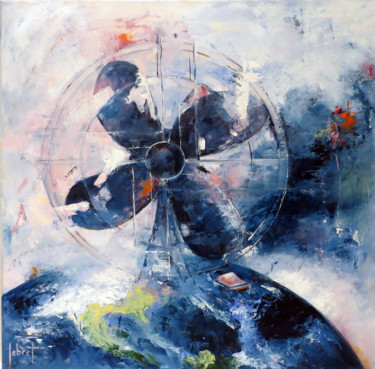 Painting titled "Ventil'Air" by Cathy Lebret, Original Artwork, Oil