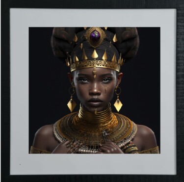 Arts numériques intitulée "Reine Africaine" par Cathy Massoulle (SUNY), Œuvre d'art originale, Image générée par l'IA