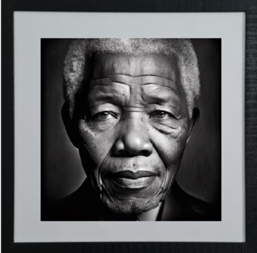 「Nelson Mandela」というタイトルのデジタルアーツ Cathy Massoulle (SUNY)によって, オリジナルのアートワーク, AI生成画像