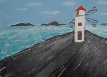 Painting titled "Le moulin" by Cathy Massoulle (SUNY), Original Artwork, Acrylic