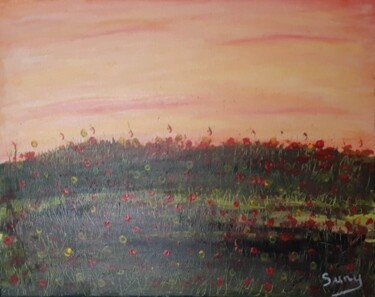 Painting titled "CHAMPS DE COQUELICO…" by Cathy Massoulle (SUNY), Original Artwork, Acrylic