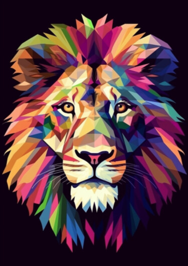 Digitale Kunst getiteld "DAUVE LE LION" door Cathy Massoulle (SUNY), Origineel Kunstwerk, AI gegenereerde afbeelding